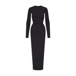 Skims Fits Everybody Crewneck Long Sleeve Dress Onyx Size Small